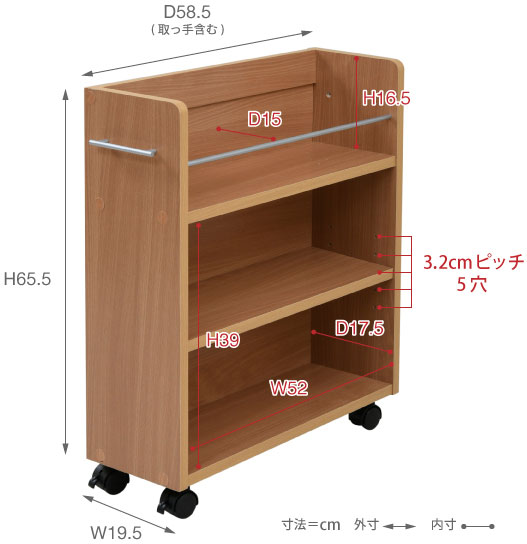 キャスターでスッと取り出し ワゴンタイプのクローゼット本棚